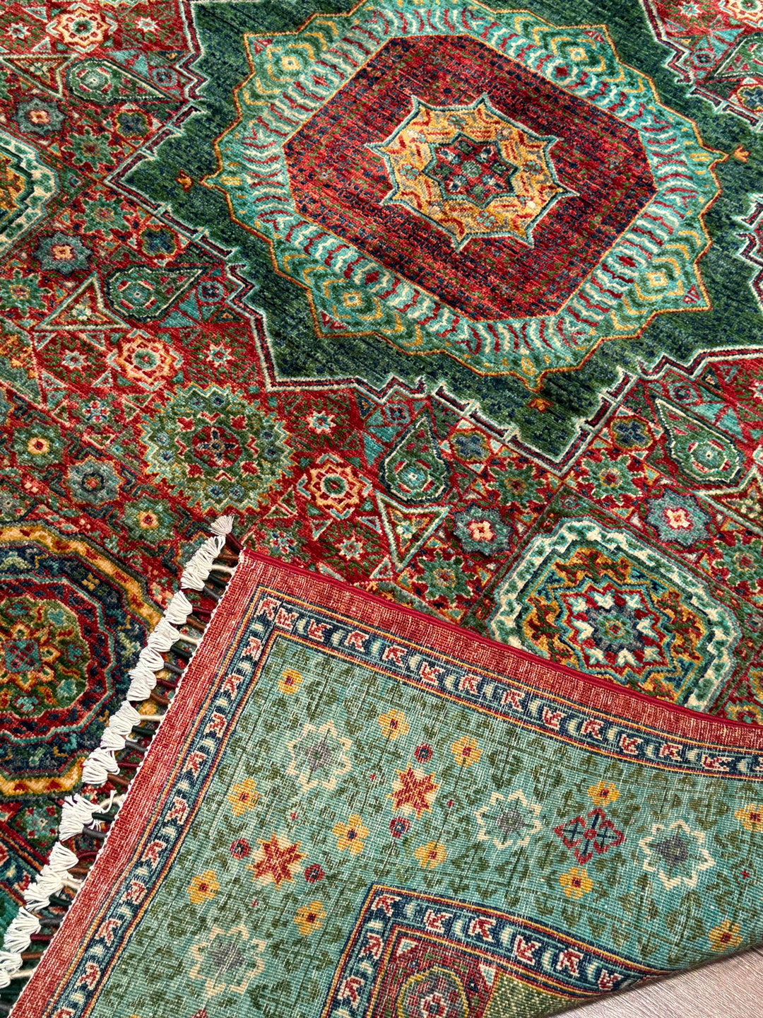Memlük Orijinal El Dokuması Multi Kök Boya Yün Halı 172x223 3.84 Metrekare - 5x8 ft