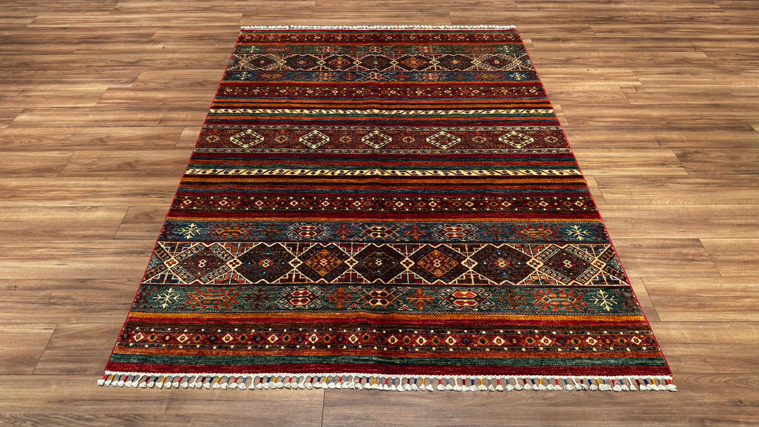 Khorjin Orjinal El Dokuması Multi Kök Boya Yün Halı 175x243 4.25 Metrekare - 6x9 ft