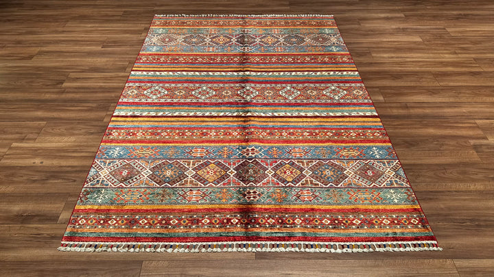 Khorjin Orjinal El Dokuması Multi Kök Boya Yün Halı 175x243 4.25 Metrekare - 6x9 ft