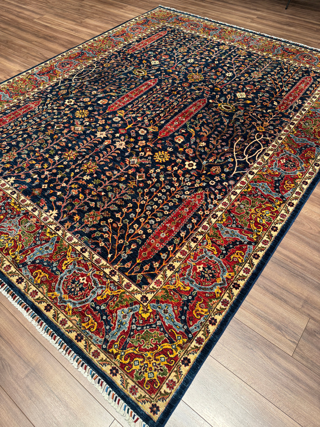 Haris Hayat Ağacı Orijinal El Dokuması Multi Kök Boya Yün Halı 249x314 7.82 Metrekare - 8x10 ft