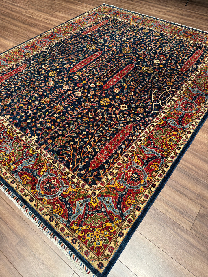 Haris Hayat Ağacı Orijinal El Dokuması Multi Kök Boya Yün Halı 249x314 7.82 Metrekare - 8x10 ft