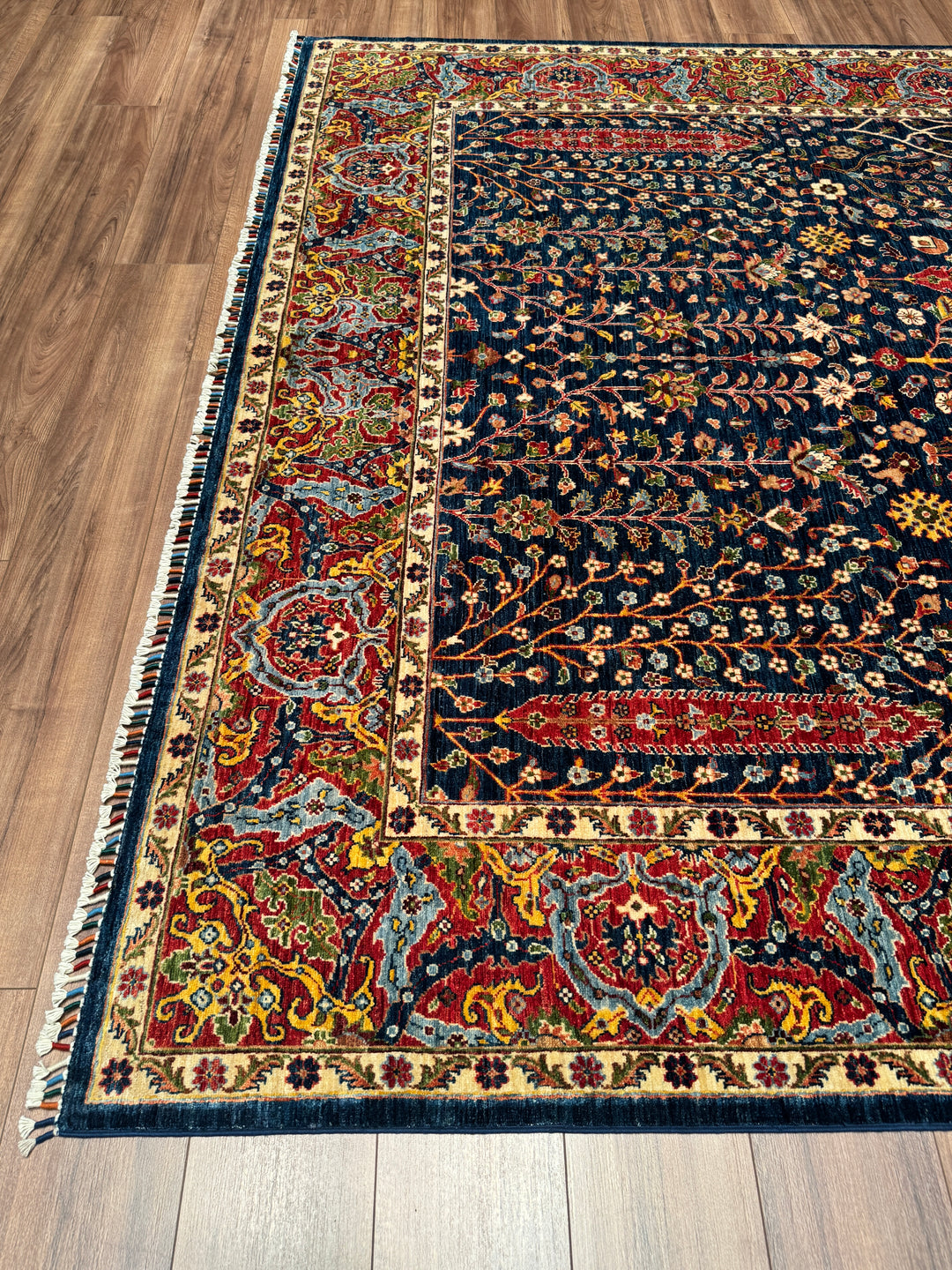 Haris Hayat Ağacı Orijinal El Dokuması Multi Kök Boya Yün Halı 249x314 7.82 Metrekare - 8x10 ft