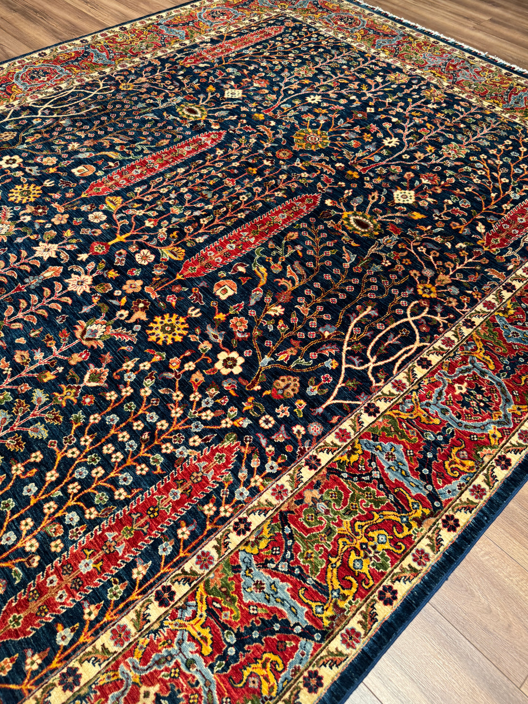 Haris Hayat Ağacı Orijinal El Dokuması Multi Kök Boya Yün Halı 249x314 7.82 Metrekare - 8x10 ft