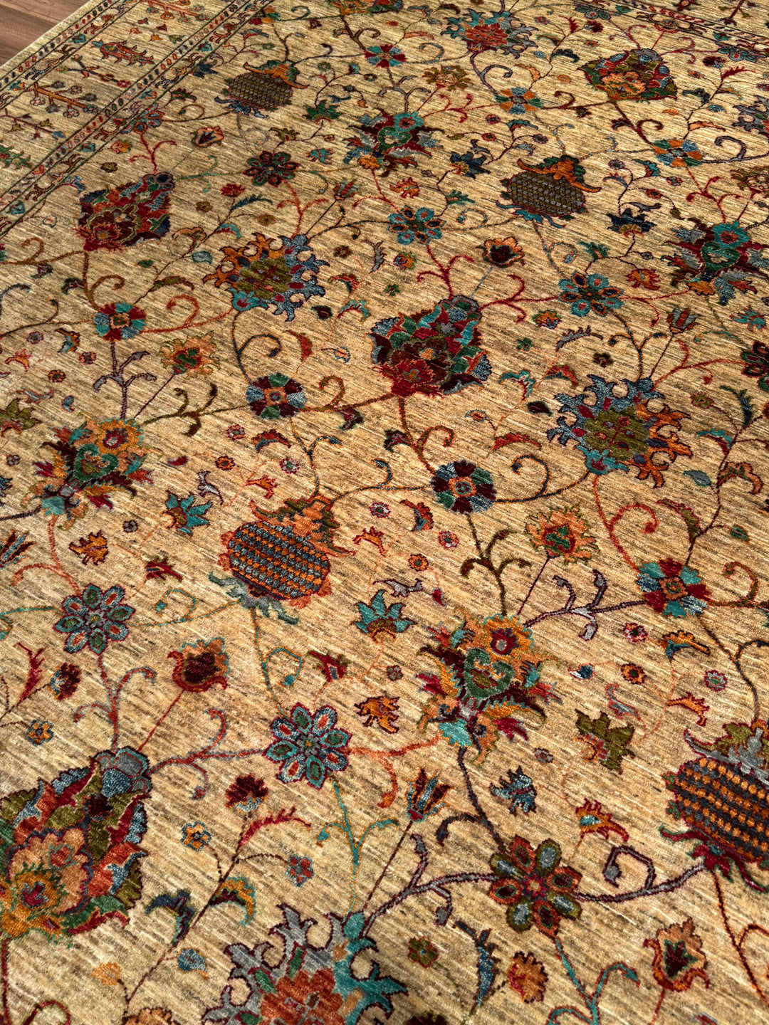 Sultani One Thousand and One Nights Original Handwoven Beige Root Dye Wool Rug 248x293 cm (7.27 square meters) - 8x10 ft 