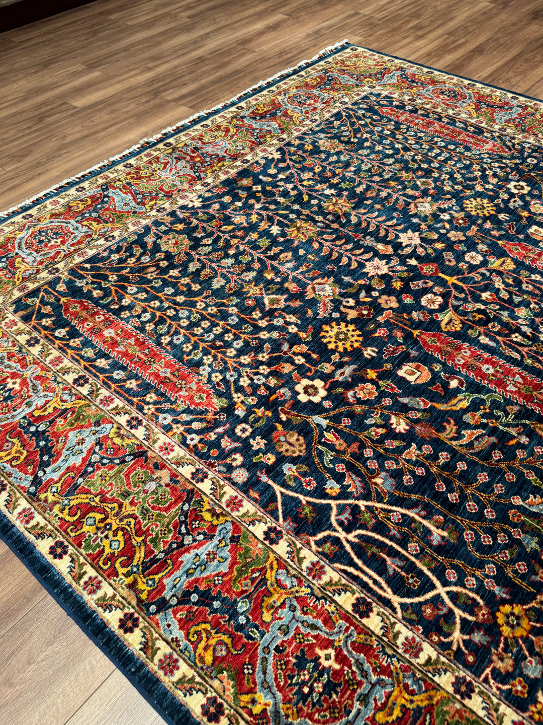 Haris Hayat Ağacı Orijinal El Dokuması Multi Kök Boya Yün Halı 249x314 7.82 Metrekare - 8x10 ft
