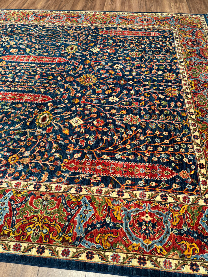 Haris Hayat Ağacı Orijinal El Dokuması Multi Kök Boya Yün Halı 249x314 7.82 Metrekare - 8x10 ft