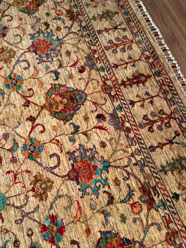 Sultani One Thousand and One Nights Original Handwoven Beige Root Dye Wool Rug 248x293 cm (7.27 square meters) - 8x10 ft 