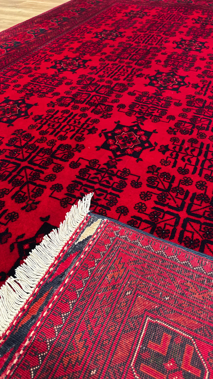 Afghan Carpet Bilcik Original Hand Woven Root Dye Wool 200x293 5.86 Square Meters - 7x10 ft