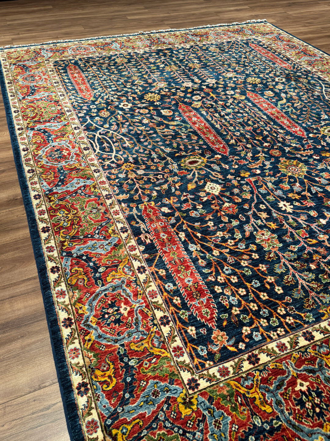 Haris Hayat Ağacı Orijinal El Dokuması Multi Kök Boya Yün Halı 249x314 7.82 Metrekare - 8x10 ft