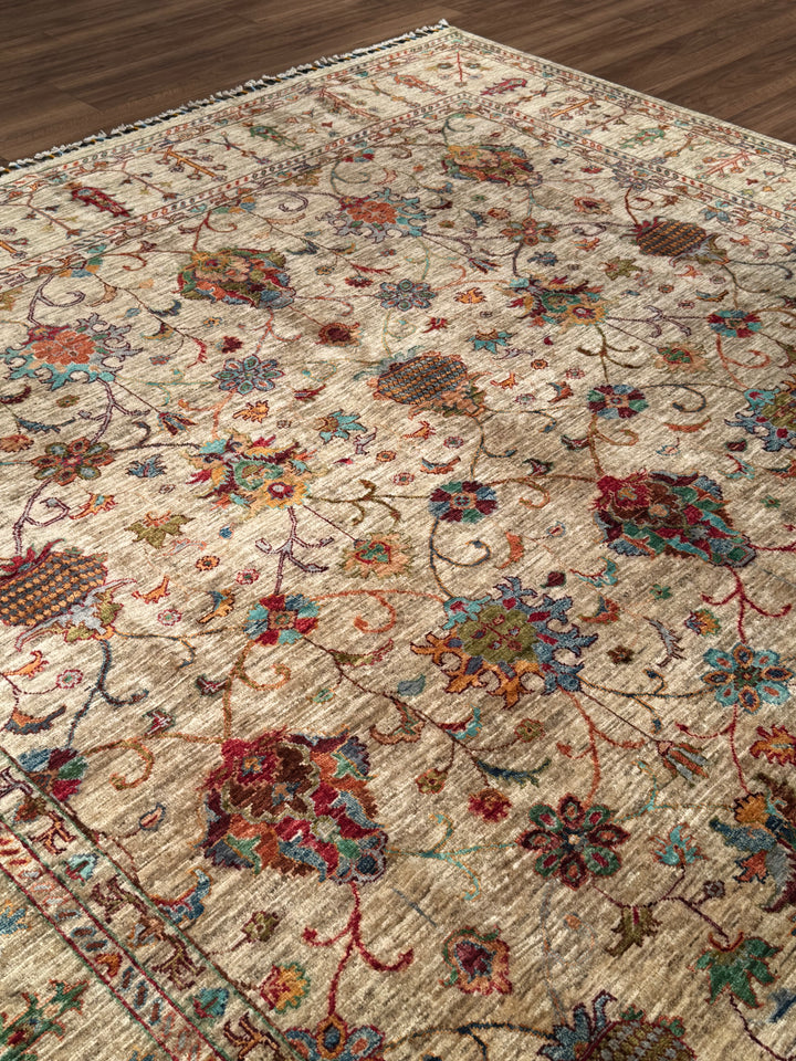 Sultani One Thousand and One Nights Original Handwoven Beige Root Dye Wool Rug 248x293 cm (7.27 square meters) - 8x10 ft 