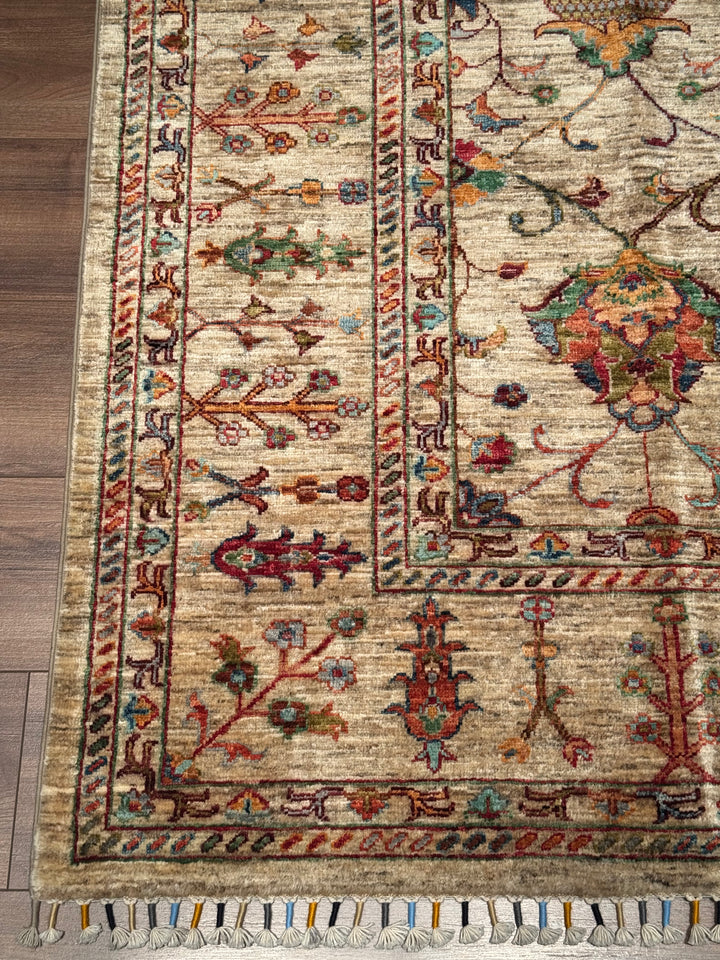 Sultani One Thousand and One Nights Original Handwoven Beige Root Dye Wool Rug 248x293 cm (7.27 square meters) - 8x10 ft 