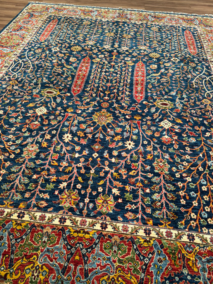 Haris Hayat Ağacı Orijinal El Dokuması Multi Kök Boya Yün Halı 249x314 7.82 Metrekare - 8x10 ft