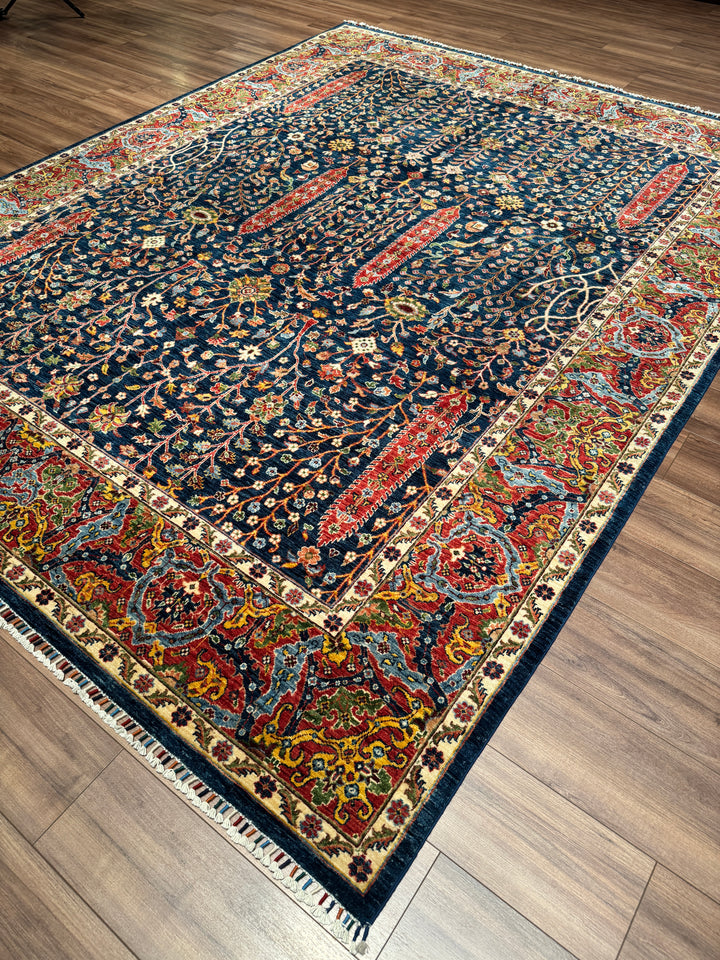 Haris Hayat Ağacı Orijinal El Dokuması Multi Kök Boya Yün Halı 249x314 7.82 Metrekare - 8x10 ft