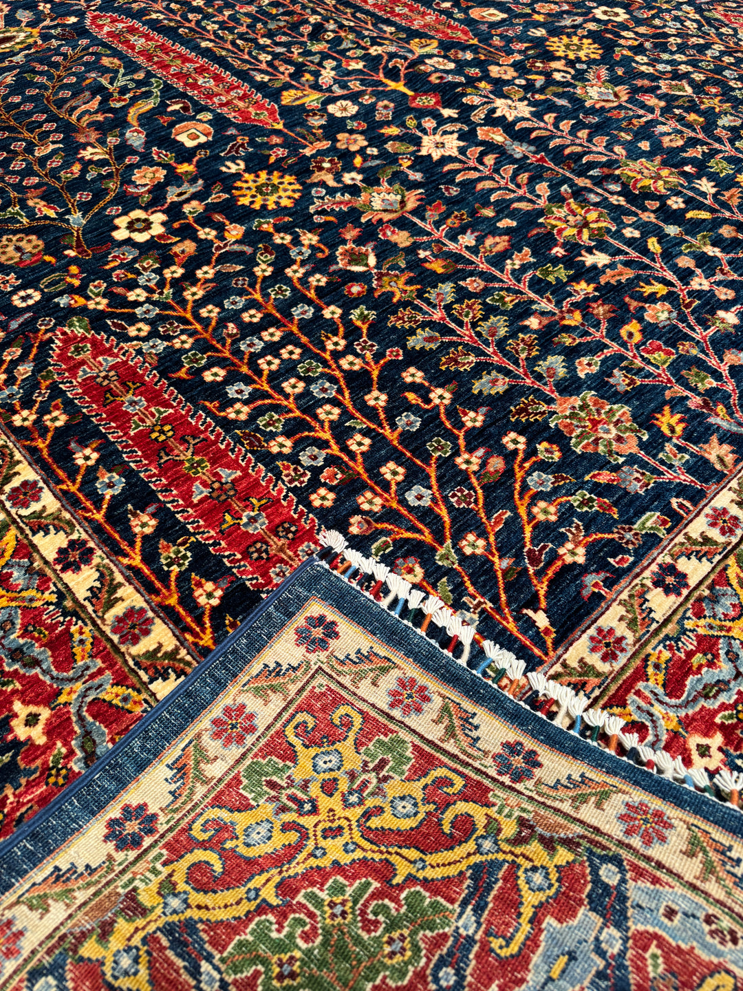 Haris Hayat Ağacı Orijinal El Dokuması Multi Kök Boya Yün Halı 249x314 7.82 Metrekare - 8x10 ft