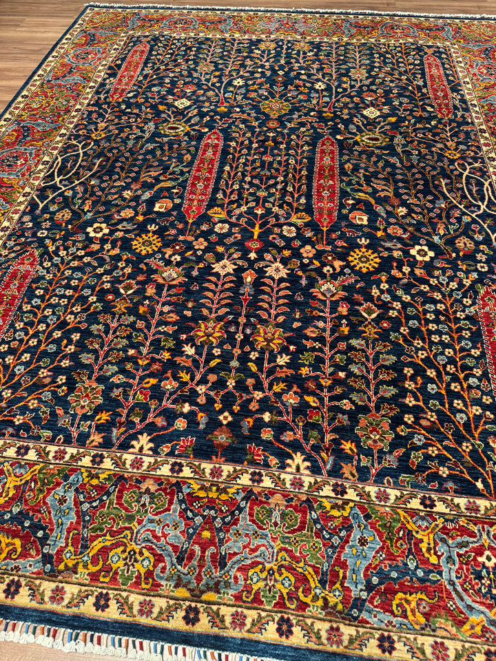 Haris Hayat Ağacı Orijinal El Dokuması Multi Kök Boya Yün Halı 249x314 7.82 Metrekare - 8x10 ft