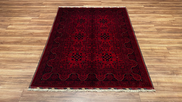 Afghan Carpet Khall Original Hand Woven Root Dyed Wool 148x194 2.87 Square Meters - 4x6 ft