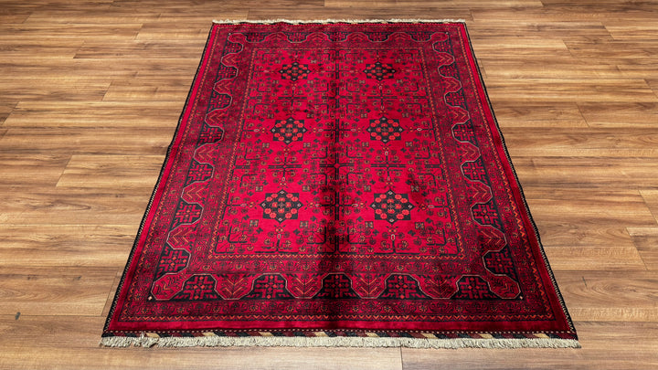 Afghan Carpet Khall Original Hand Woven Root Dyed Wool 148x194 2.87 Square Meters - 4x6 ft