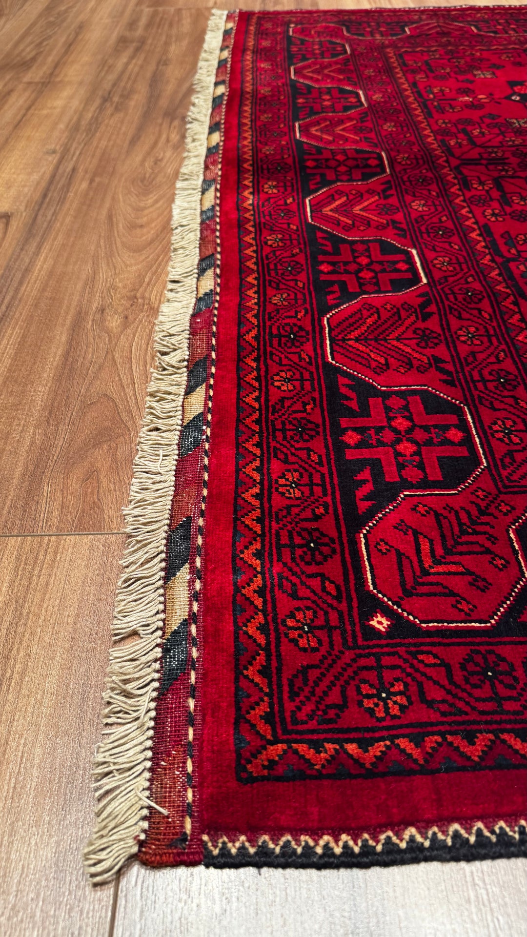 Afghan Carpet Khall Original Hand Woven Root Dyed Wool 148x194 2.87 Square Meters - 4x6 ft