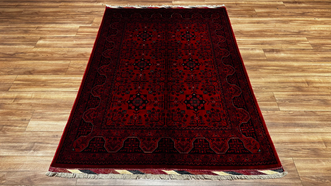 Afghan Carpet Khall Original Hand Woven Root Dyed Wool 144x201 2.89 Square Meters - 4x6 ft 