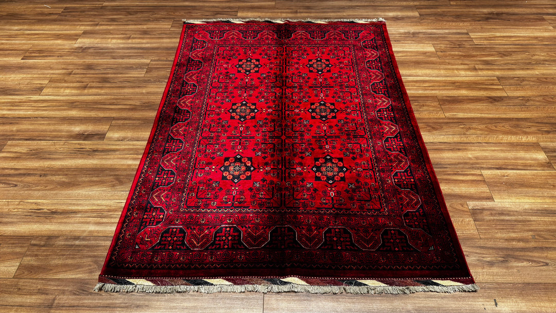 Afghan Carpet Khall Original Hand Woven Root Dyed Wool 144x201 2.89 Square Meters - 4x6 ft 