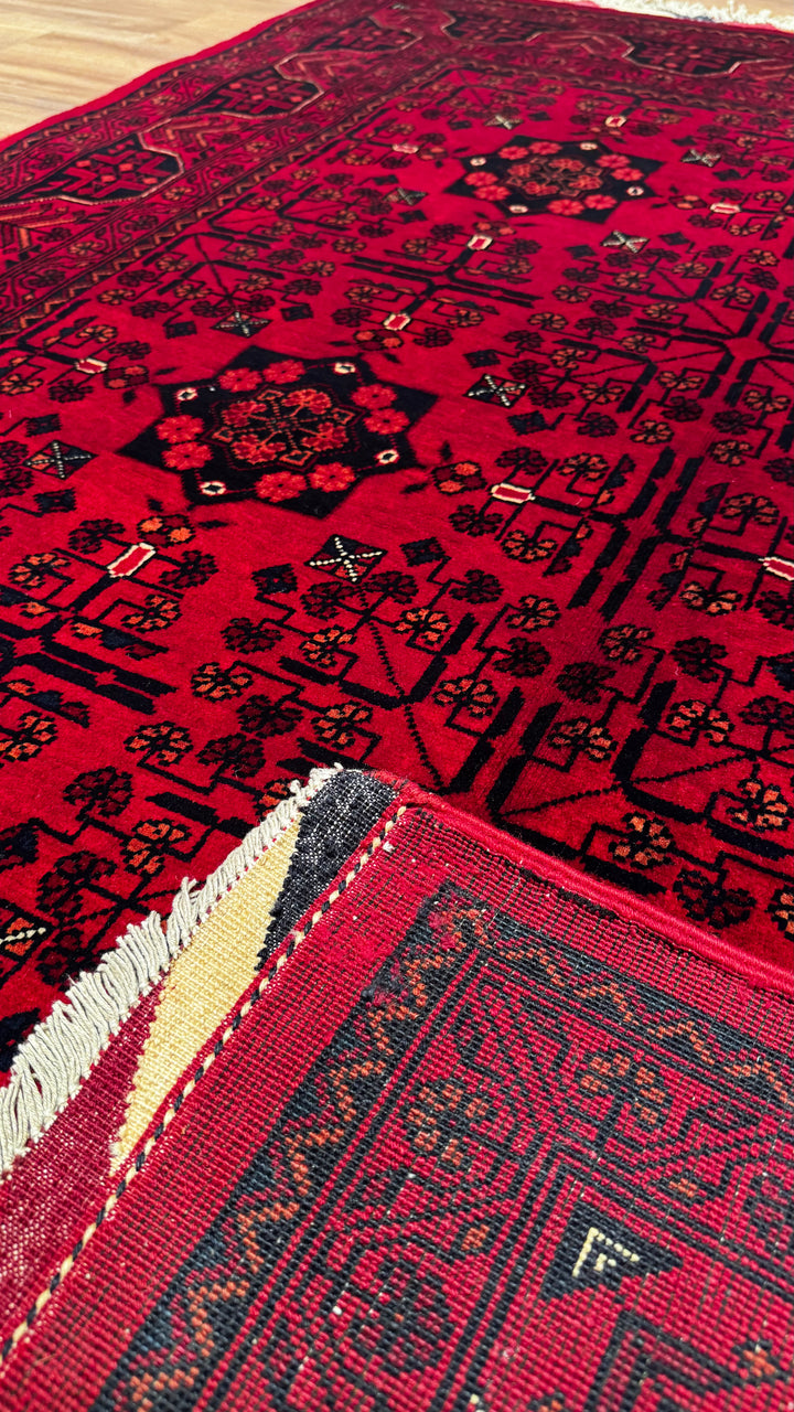 Afghan Carpet Khall Original Hand Woven Root Dyed Wool 144x201 2.89 Square Meters - 4x6 ft 