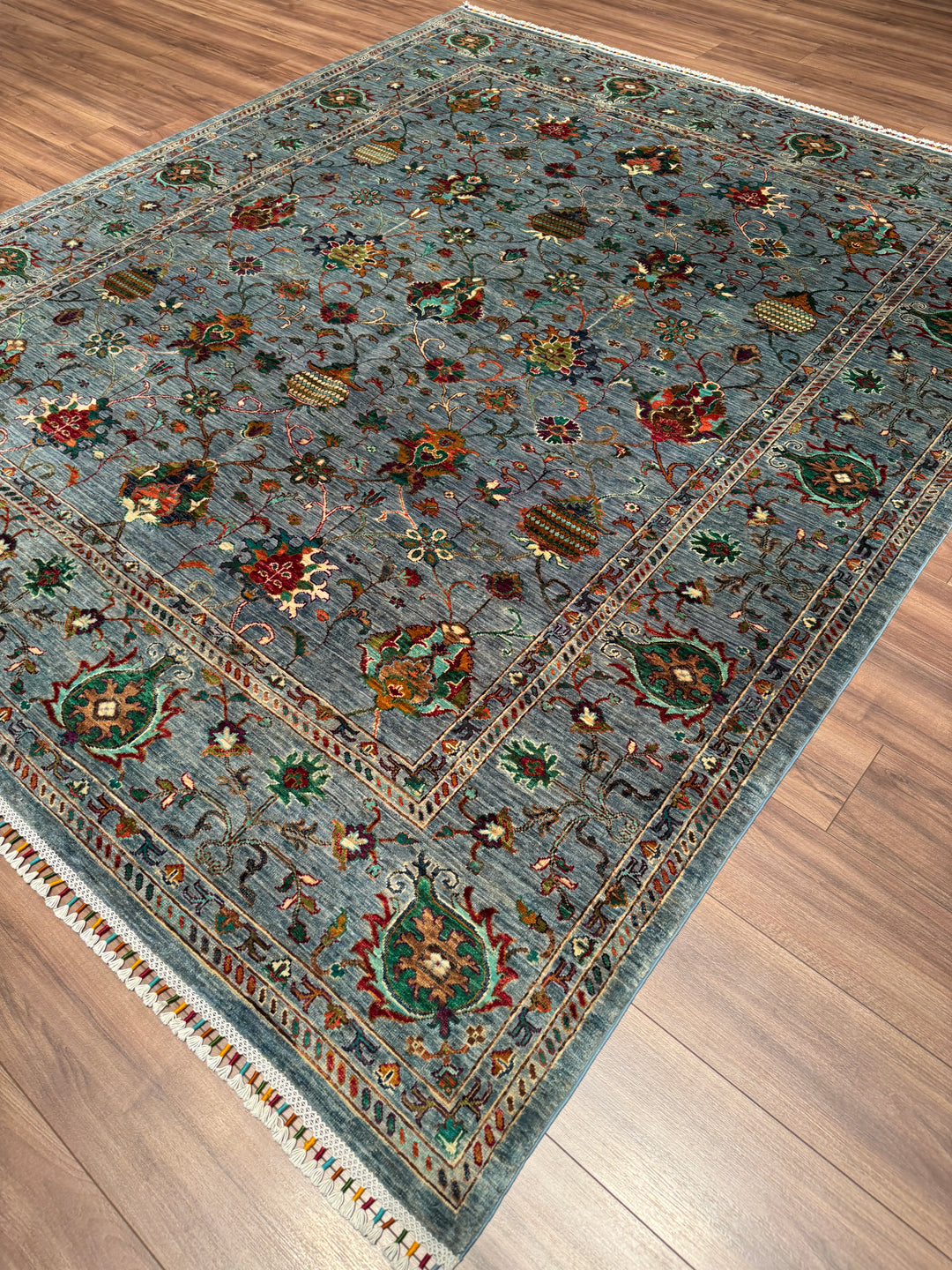 Sultani Binbirgece Orijinal El Dokuması Gri Kök Boya Yün Halı 250x292 7.30 Metrekare - 7x10 ft