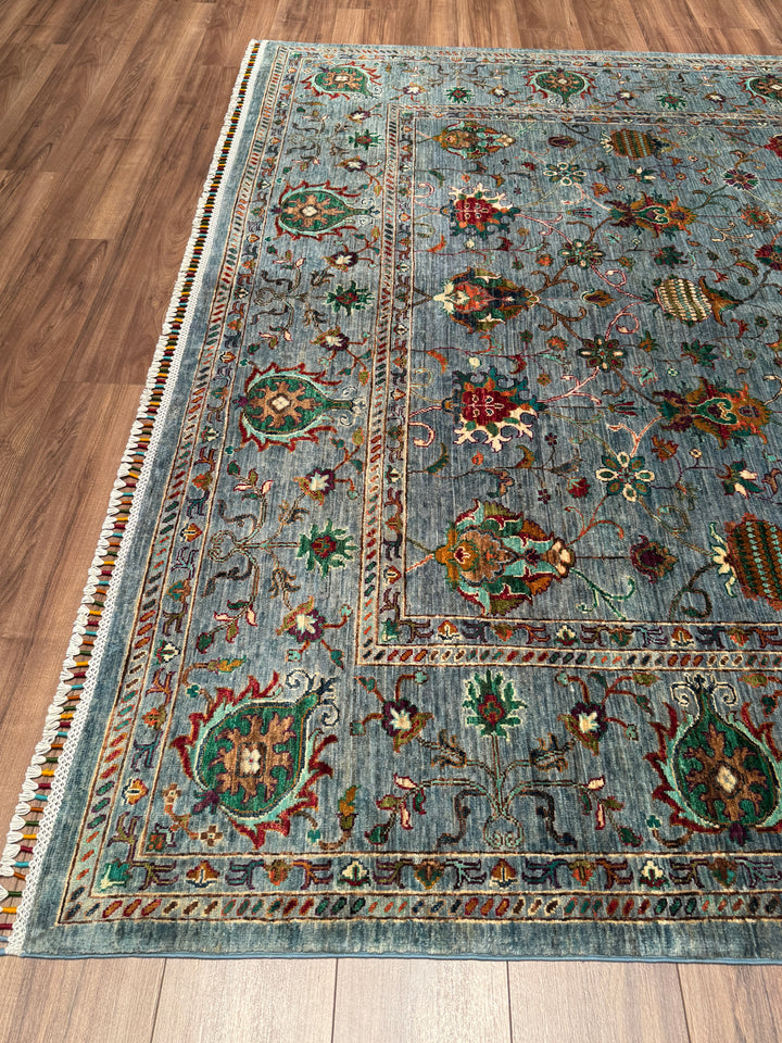 Sultani Binbirgece Orijinal El Dokuması Gri Kök Boya Yün Halı 250x292 7.30 Metrekare - 7x10 ft