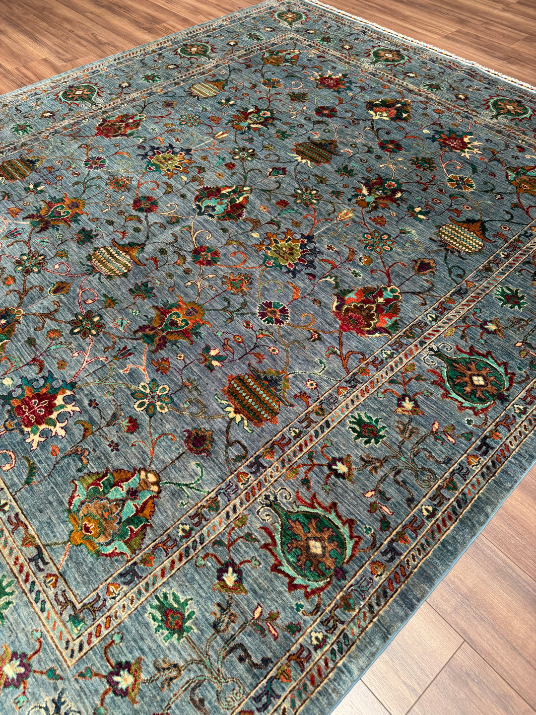 Sultani Binbirgece Orijinal El Dokuması Gri Kök Boya Yün Halı 250x292 7.30 Metrekare - 7x10 ft