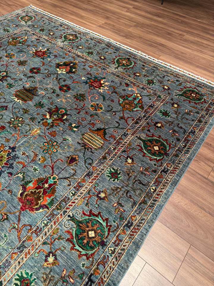 Sultani Binbirgece Orijinal El Dokuması Gri Kök Boya Yün Halı 250x292 7.30 Metrekare - 7x10 ft