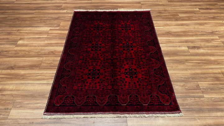 Afghan Carpet Khall Original Hand Woven Root Dyed Wool 127x174 2.21 Square Meters - 4x6 ft 