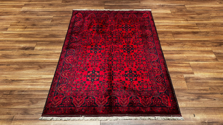 Afghan Carpet Khall Original Hand Woven Root Dyed Wool 127x174 2.21 Square Meters - 4x6 ft 