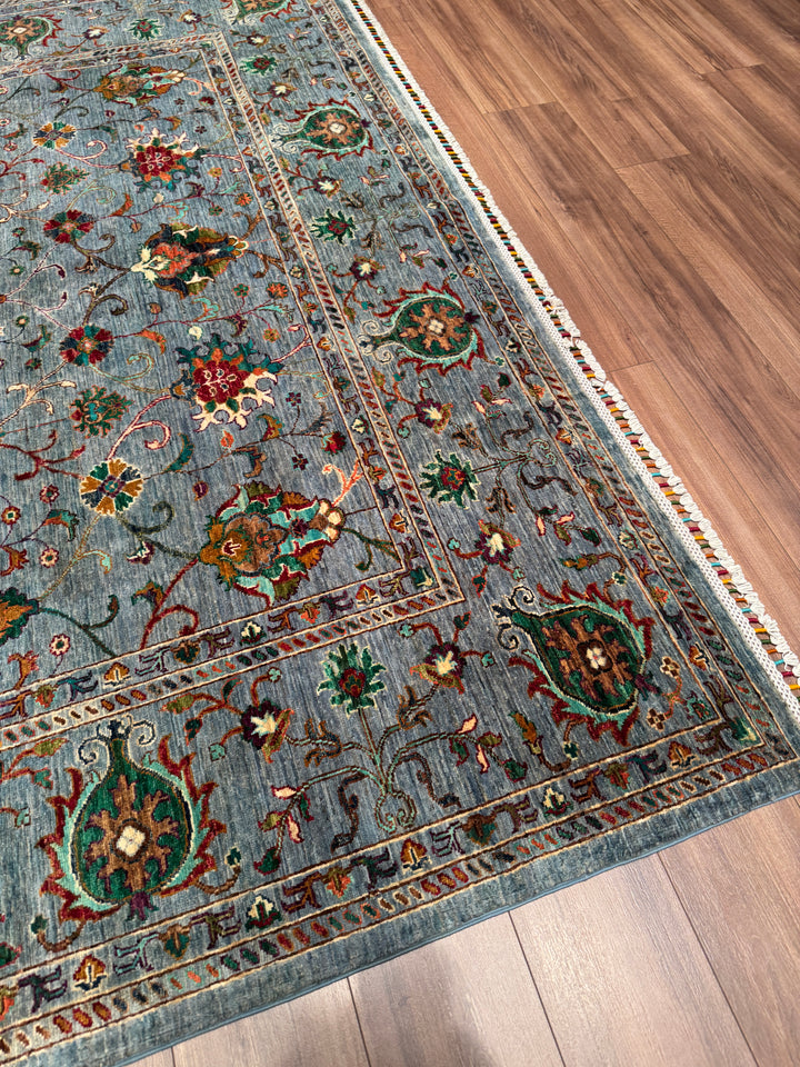 Sultani Binbirgece Orijinal El Dokuması Gri Kök Boya Yün Halı 250x292 7.30 Metrekare - 7x10 ft