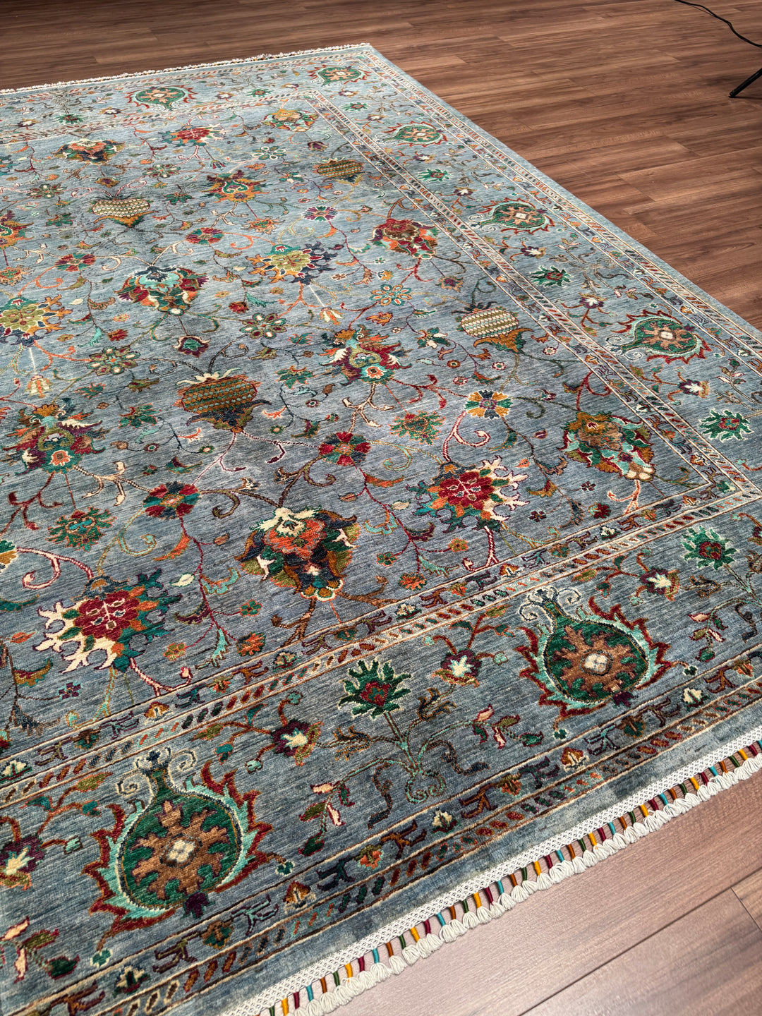 Sultani Binbirgece Orijinal El Dokuması Gri Kök Boya Yün Halı 250x292 7.30 Metrekare - 7x10 ft