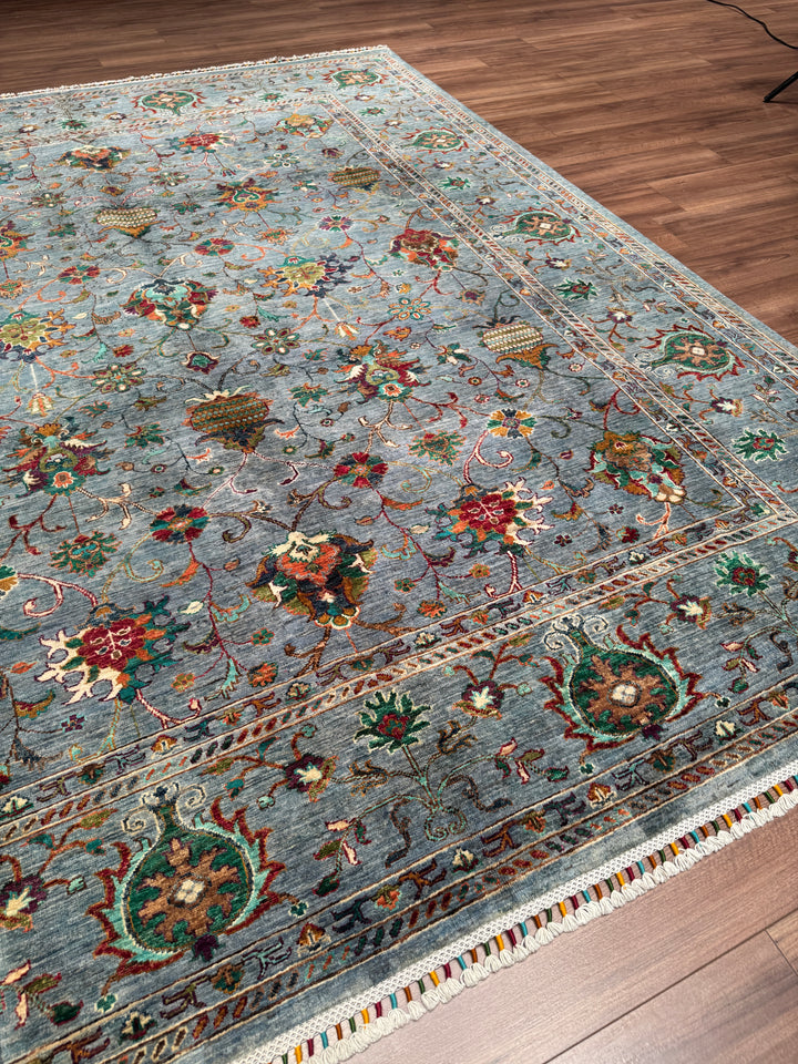 Sultani Binbirgece Orijinal El Dokuması Gri Kök Boya Yün Halı 250x292 7.30 Metrekare - 7x10 ft