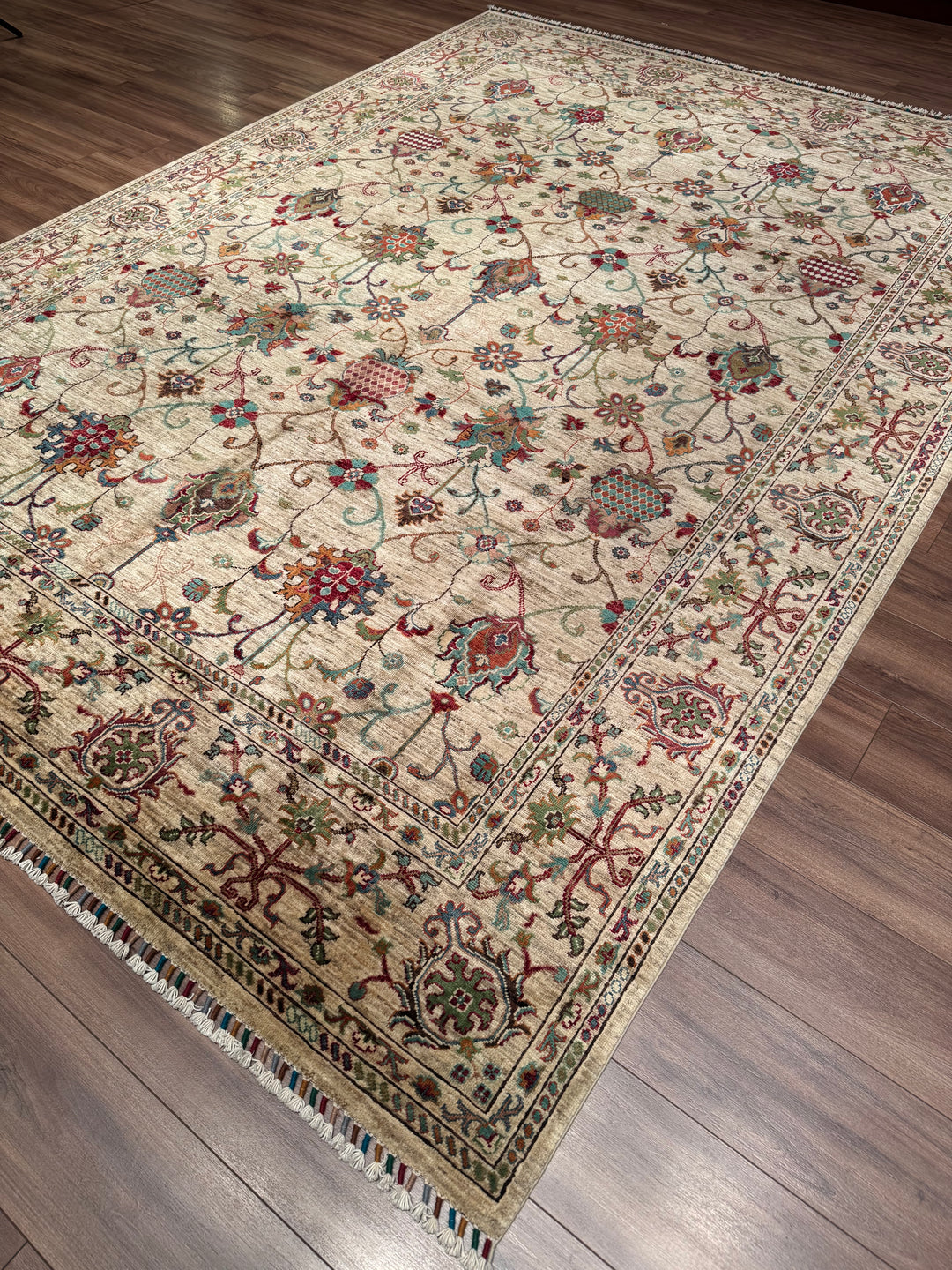 Sultani One Thousand and One Nights Original Handwoven Beige Root Dye Wool Rug 246x344 cm (8.46 square meters) - 8x11 ft 