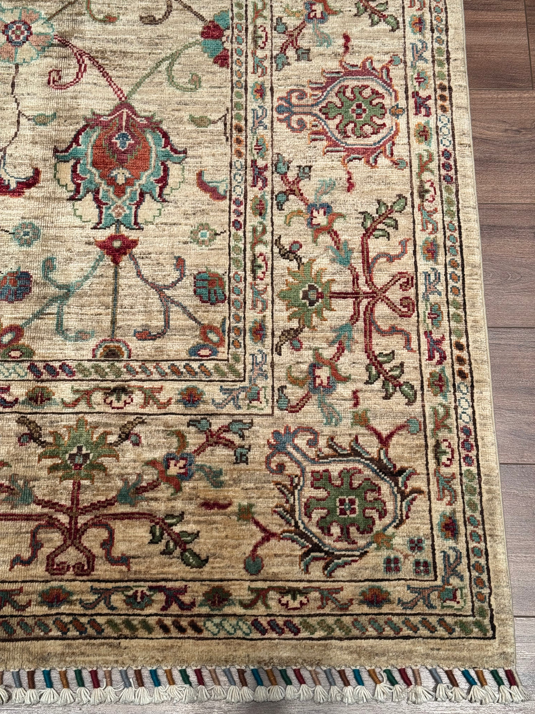 Sultani One Thousand and One Nights Original Handwoven Beige Root Dye Wool Rug 246x344 cm (8.46 square meters) - 8x11 ft 