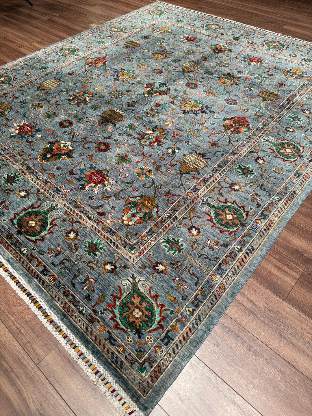 Sultani Binbirgece Orijinal El Dokuması Gri Kök Boya Yün Halı 250x292 7.30 Metrekare - 7x10 ft