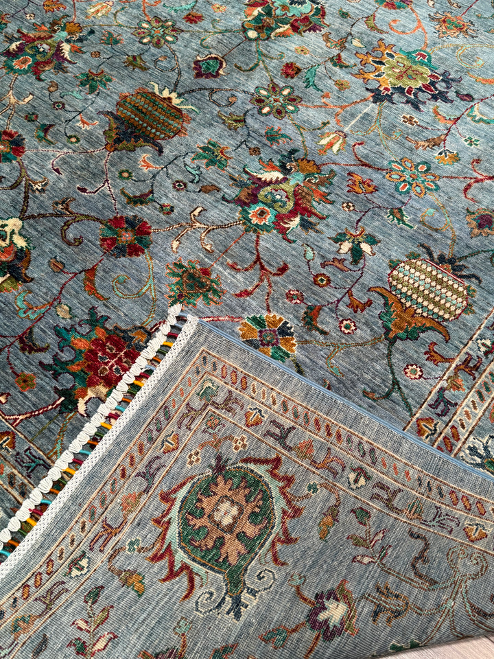 Sultani Binbirgece Orijinal El Dokuması Gri Kök Boya Yün Halı 250x292 7.30 Metrekare - 7x10 ft