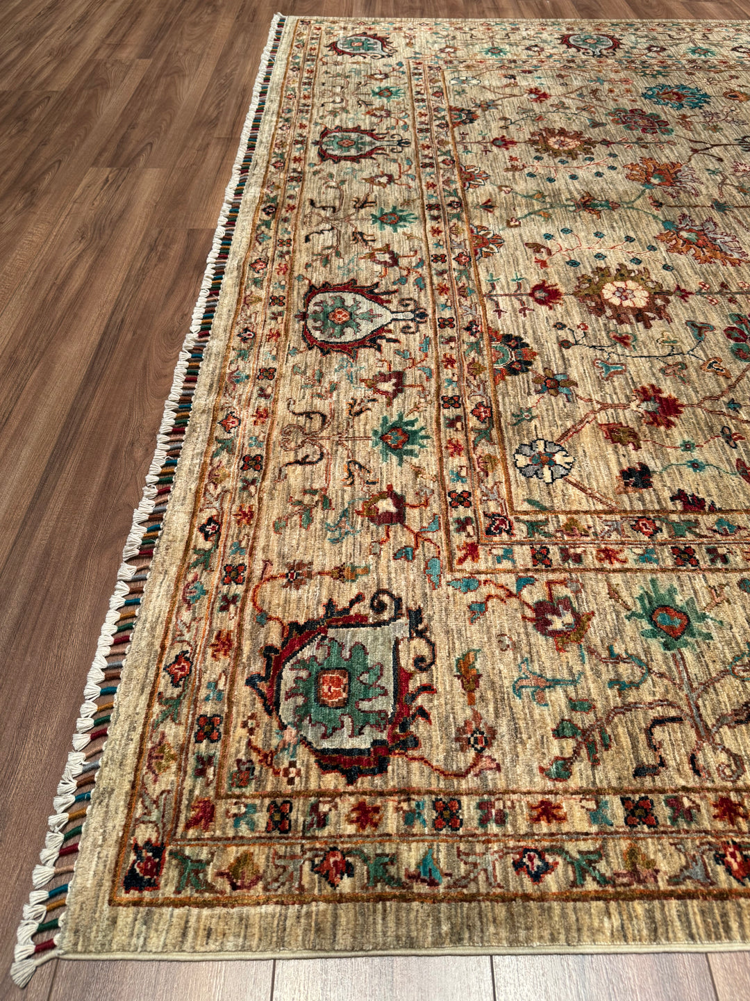 Sultani One Thousand and One Nights Original Handwoven Beige Root Dye Wool Rug 272x377 cm (10.25 square meters) - 9x12 ft 
