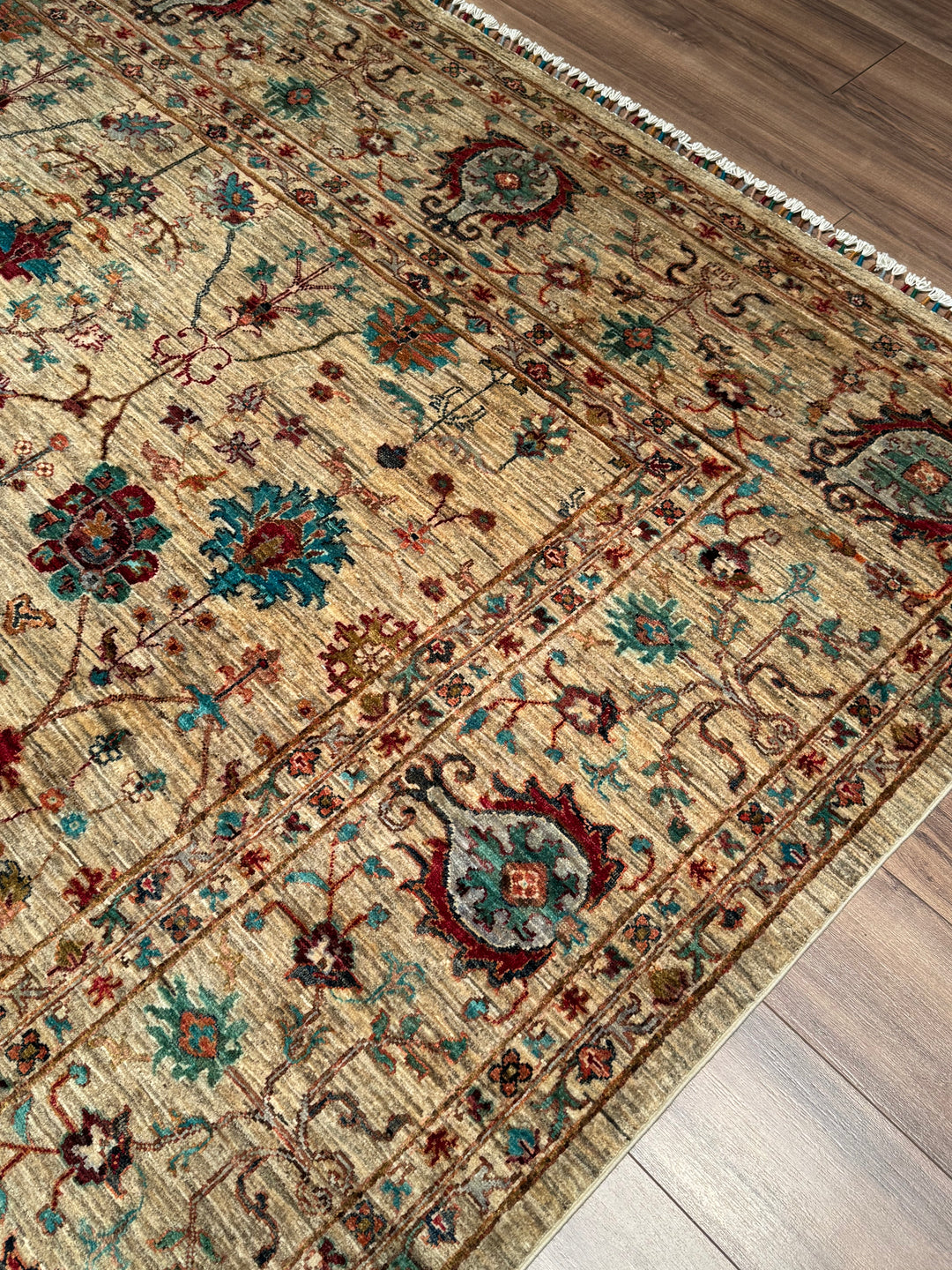 Sultani One Thousand and One Nights Original Handwoven Beige Root Dye Wool Rug 272x377 cm (10.25 square meters) - 9x12 ft 