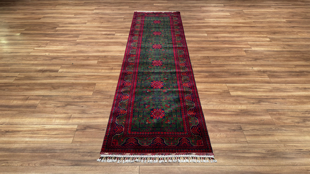 Afghan Carpet Hamyap Runner Original Hand Woven Root Dye Wool 0.82x296 2.43 Square Meters - 3x9 ft 