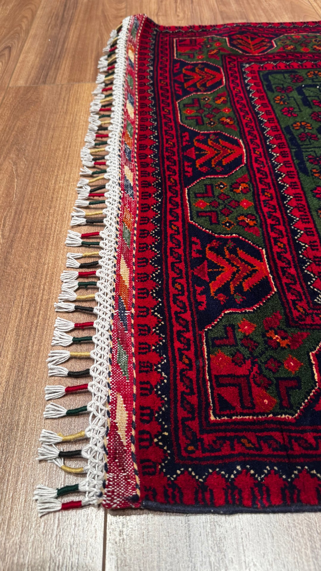 Afghan Carpet Hamyap Runner Original Hand Woven Root Dye Wool 0.82x296 2.43 Square Meters - 3x9 ft 