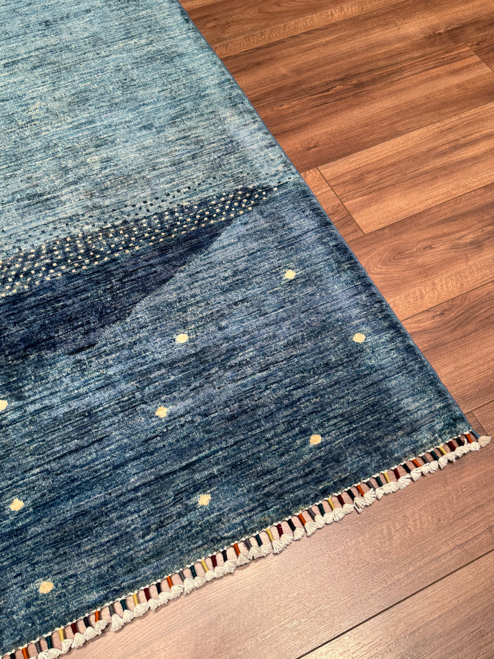 Hayat Ağacı Orijinal El Dokuması Mavi Kök Boya Yün Halı 173x239 4.13 Metrekare - 5x8 ft