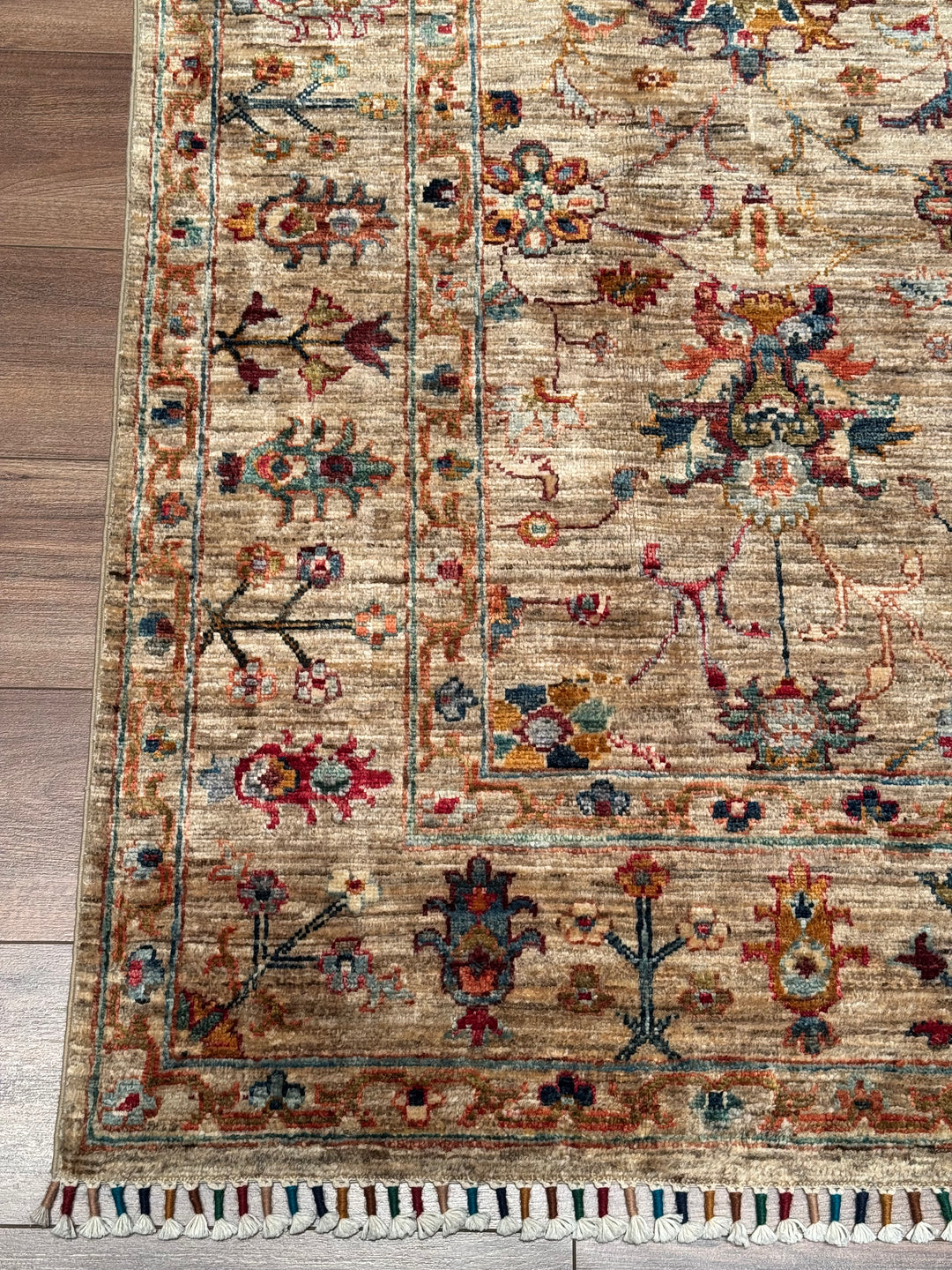 Sultani One Thousand and One Nights Original Handwoven Beige Root Dye Wool Rug 174x239 cm (4.16 square meters) - 5x8 ft 