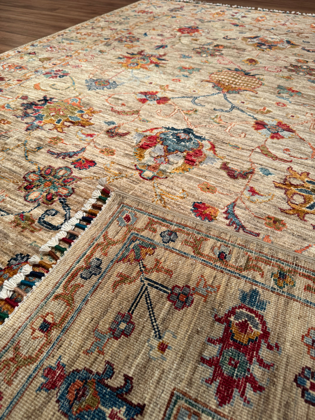 Sultani One Thousand and One Nights Original Handwoven Beige Root Dye Wool Rug 174x239 cm (4.16 square meters) - 5x8 ft 