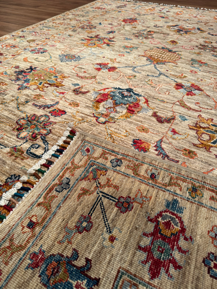 Sultani One Thousand and One Nights Original Handwoven Beige Root Dye Wool Rug 174x239 cm (4.16 square meters) - 5x8 ft 