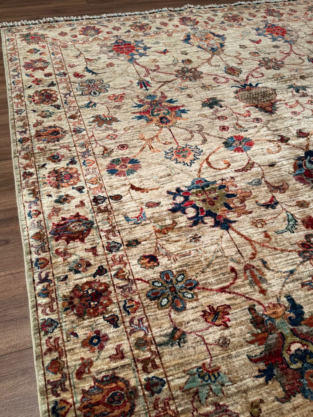 Sultani Binbirgece Original Hand-Woven Beige Root Dye Wool Carpet 173x243 4.20 Square Meters - 5x8 ft