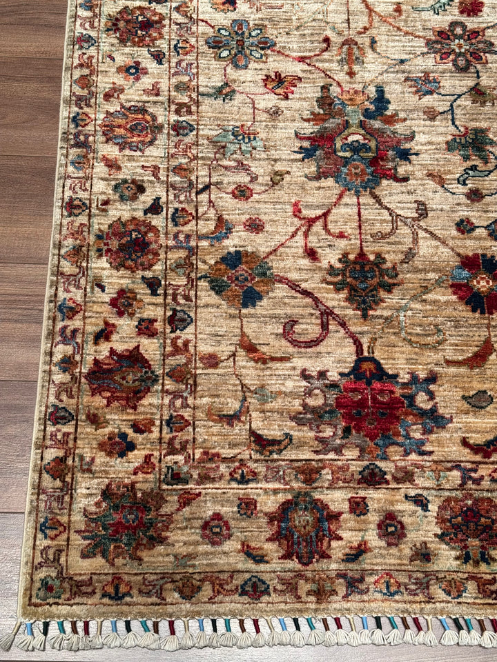 Sultani Binbirgece Original Hand-Woven Beige Root Dye Wool Carpet 173x243 4.20 Square Meters - 5x8 ft