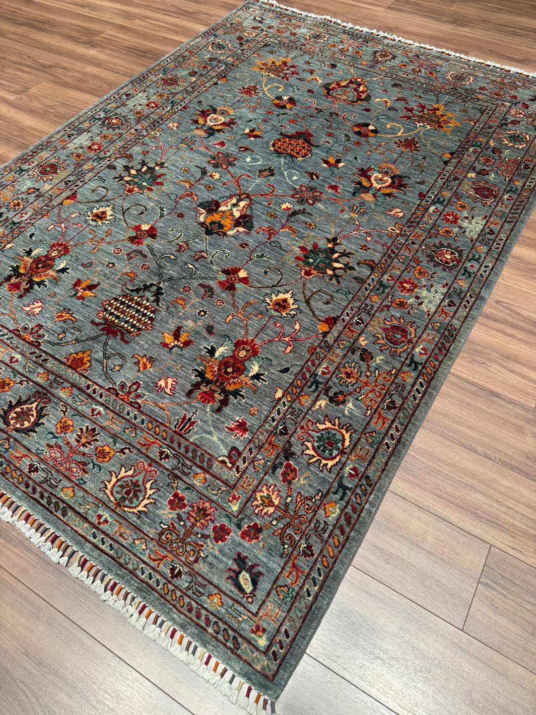 Sultani Binbirgece Orijinal El Dokuması Gri Kök Boya Yün Halı 173x248 4.29 Metrekare - 5x8 ft