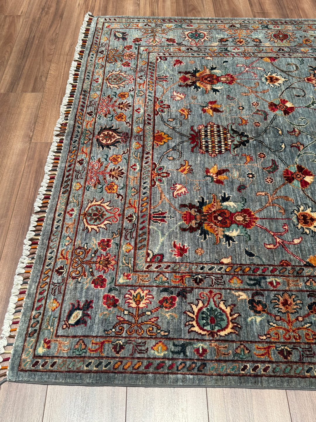 Sultani Binbirgece Orijinal El Dokuması Gri Kök Boya Yün Halı 173x248 4.29 Metrekare - 5x8 ft